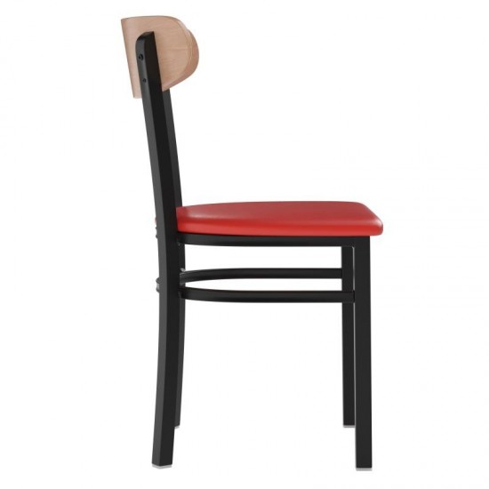 Wright Commercial Red Vinyl/Wood Back Chair