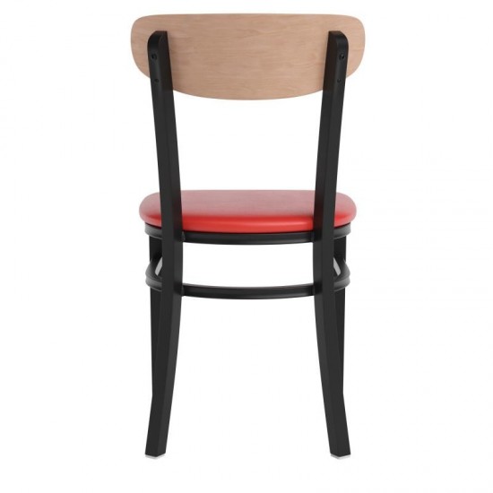 Wright Commercial Red Vinyl/Wood Back Chair