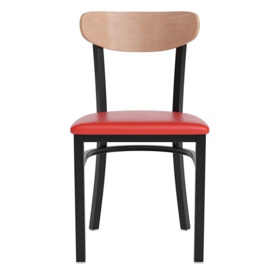Wright Commercial Red Vinyl/Wood Back Chair