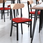 Wright Commercial Red Vinyl/Wood Back Chair