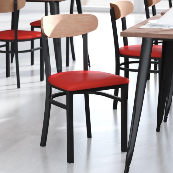 Wright Commercial Red Vinyl/Wood Back Chair