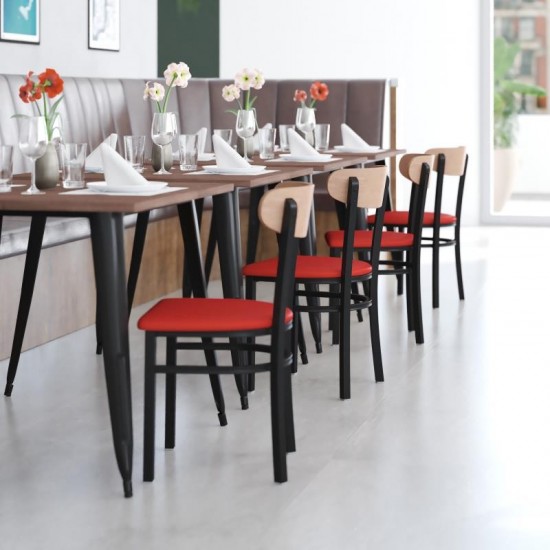 Wright Commercial Red Vinyl/Wood Back Chair