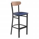 Wright Commercial Blue Vinyl/Wood Back Barstool