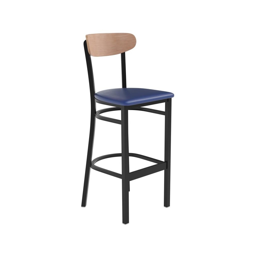 Wright Commercial Blue Vinyl/Wood Back Barstool