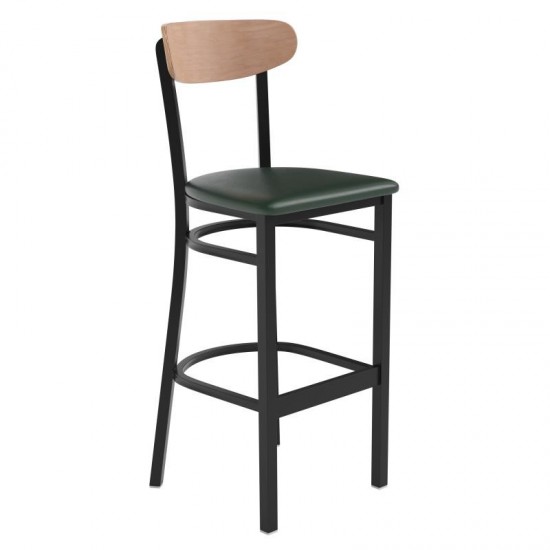 Wright Commercial Green Vinyl/Wood Back Barstool