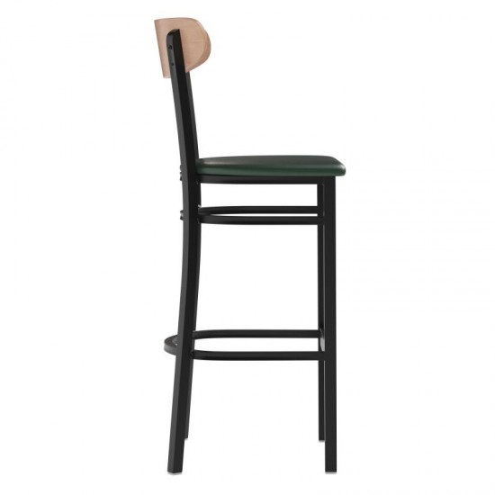 Wright Commercial Green Vinyl/Wood Back Barstool