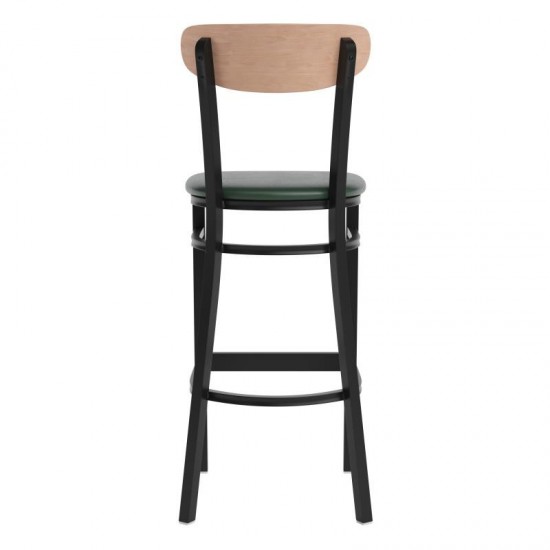 Wright Commercial Green Vinyl/Wood Back Barstool