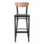 Wright Commercial Green Vinyl/Wood Back Barstool