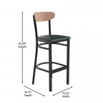 Wright Commercial Green Vinyl/Wood Back Barstool