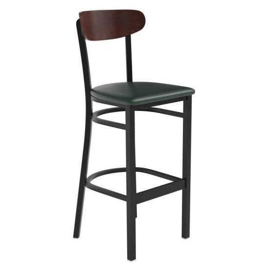 Green Vinyl/Wood Back Barstool