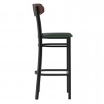 Green Vinyl/Wood Back Barstool