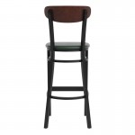 Green Vinyl/Wood Back Barstool