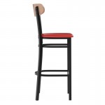 Wright Commercial Red Vinyl/Wood Back Barstool