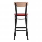 Wright Commercial Red Vinyl/Wood Back Barstool