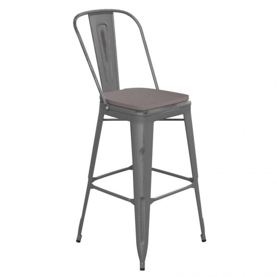 Clear Coat 30" Stool-Gray Seat