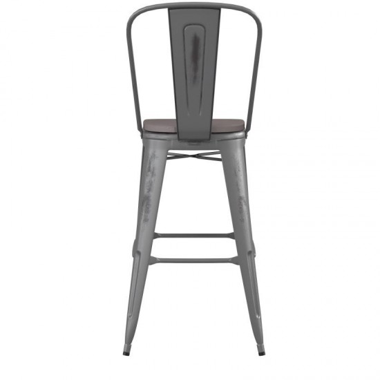 Clear Coat 30" Stool-Gray Seat
