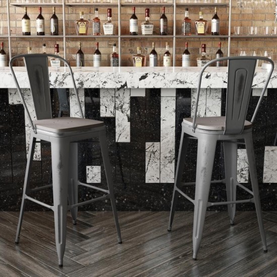 Clear Coat 30" Stool-Gray Seat