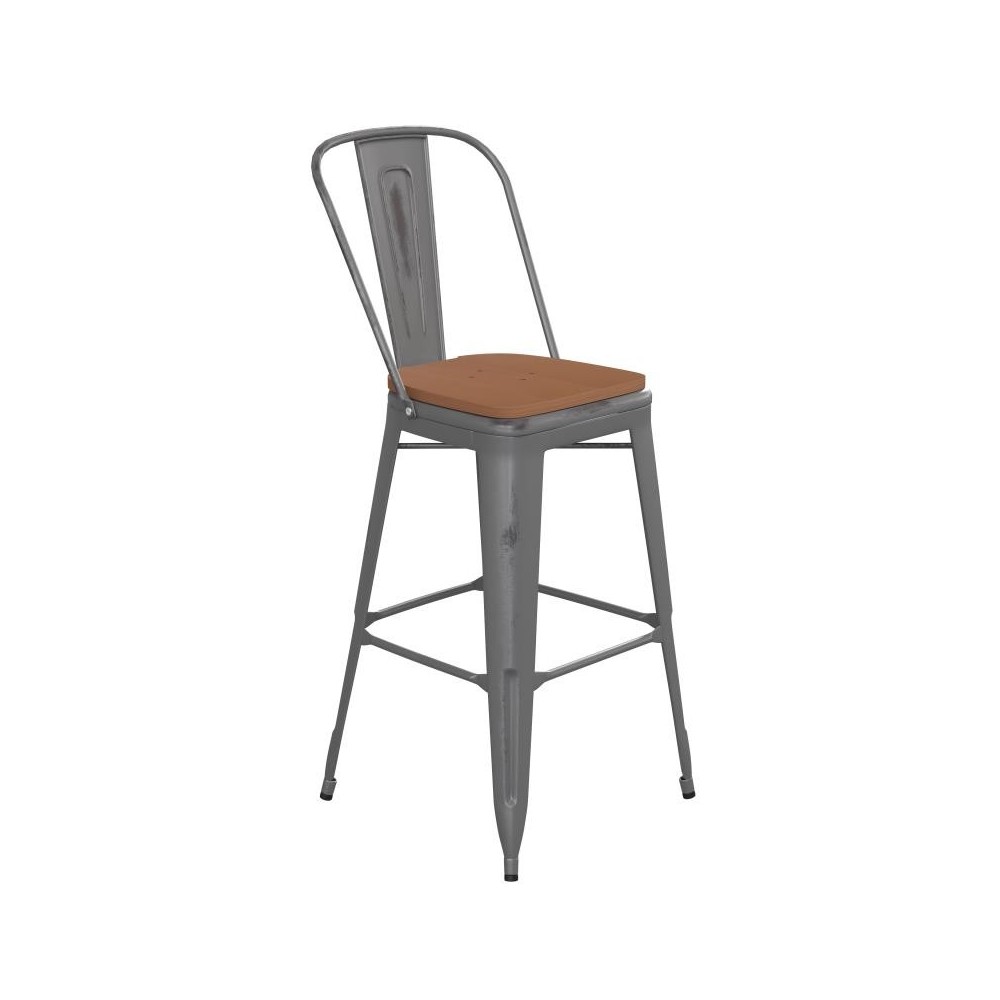 Clear Coat 30" Stool-Teak Seat