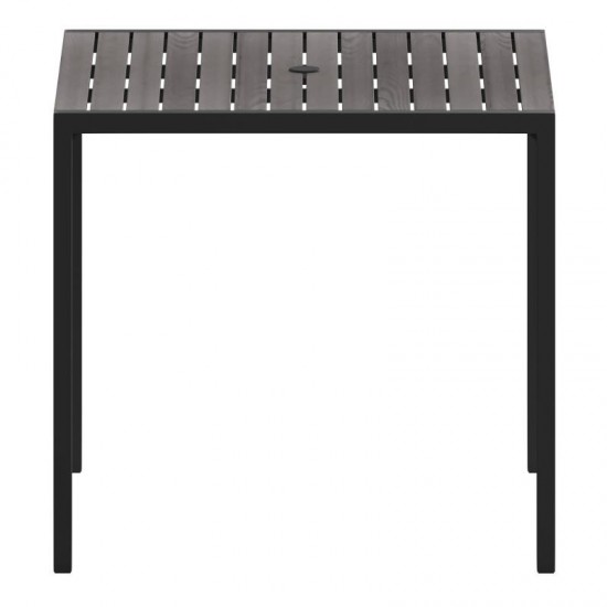 35" SQ Gray Faux Teak Table