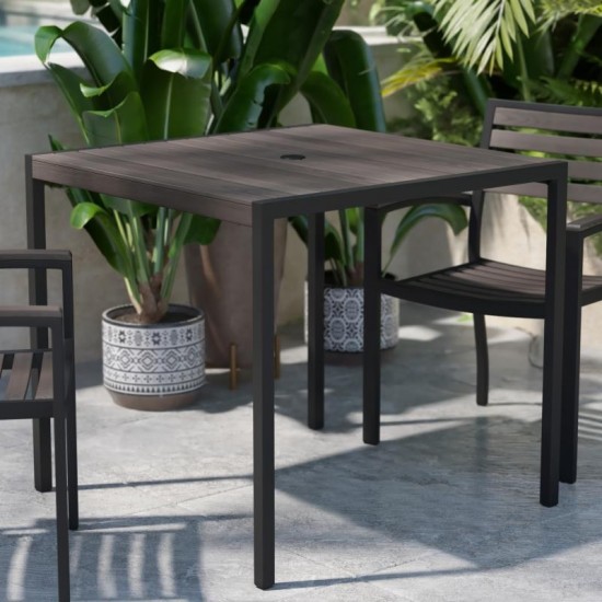 35" SQ Gray Faux Teak Table