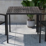 35" SQ Gray Faux Teak Table