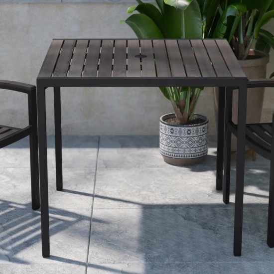 35" SQ Gray Faux Teak Table