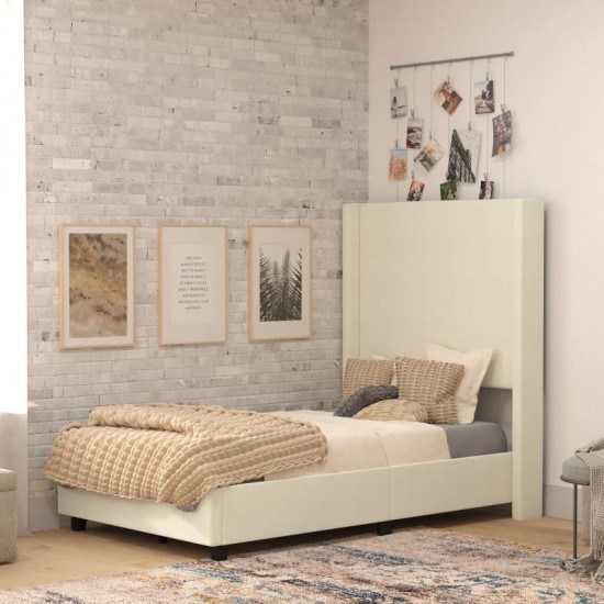 Beige Twin Size Platform Bed