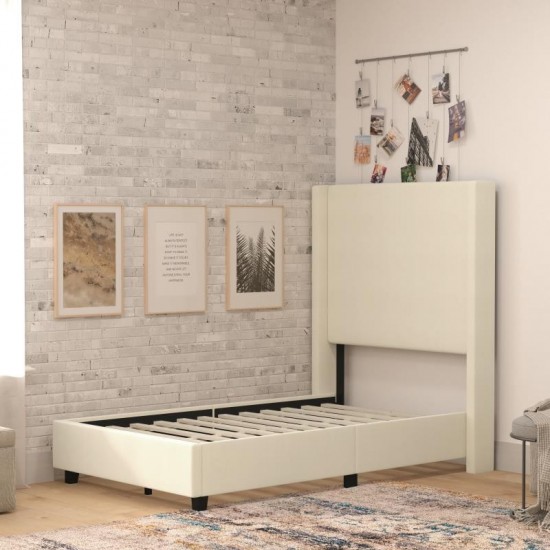 Beige Twin Size Platform Bed