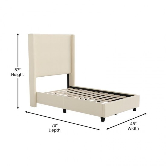 Beige Twin Size Platform Bed