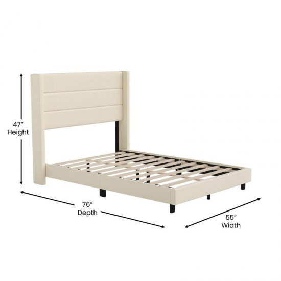 Beige Full Platform Bed