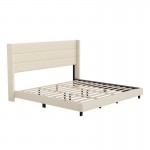 Beige King Platform Bed