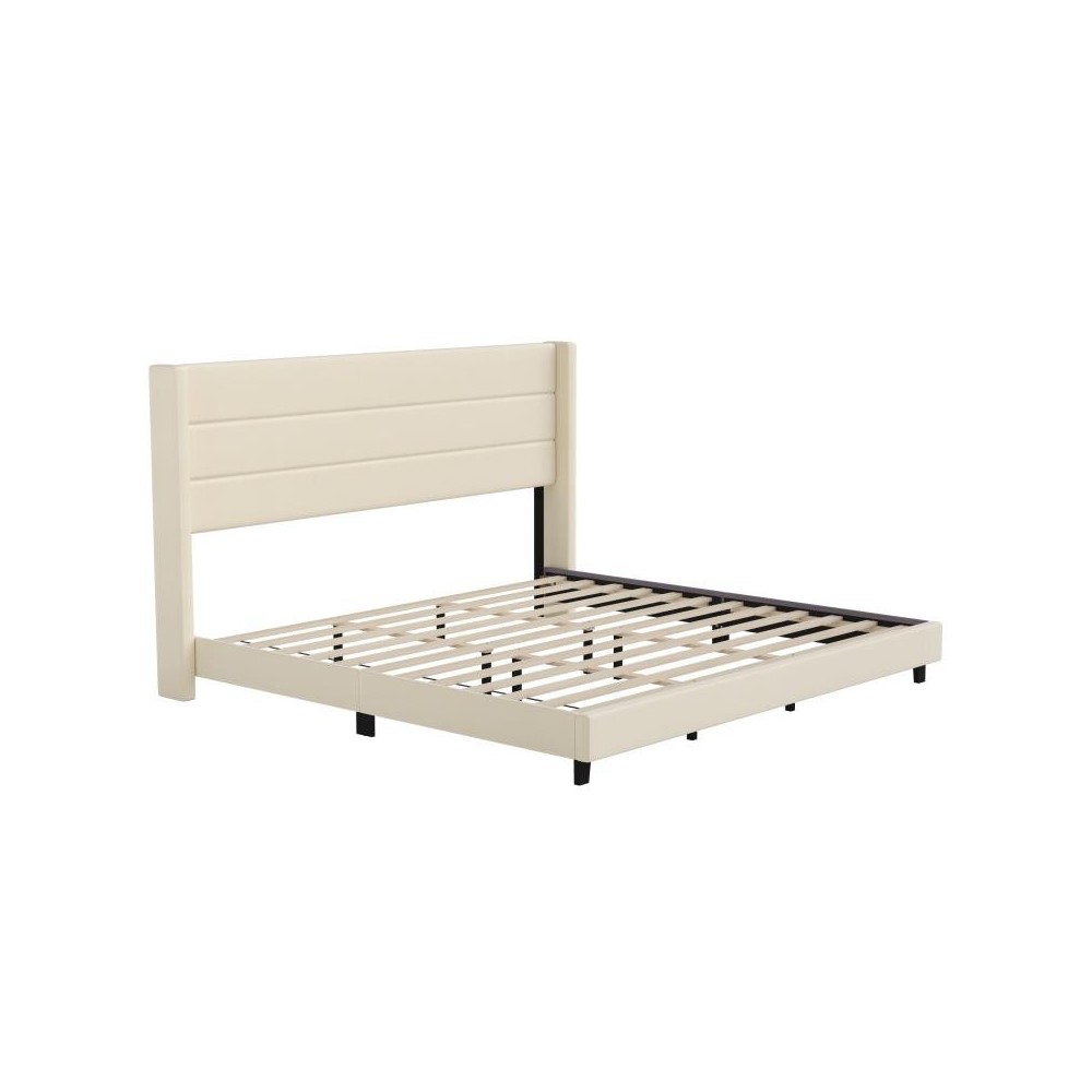 Beige King Platform Bed