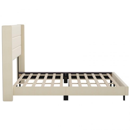 Beige King Platform Bed