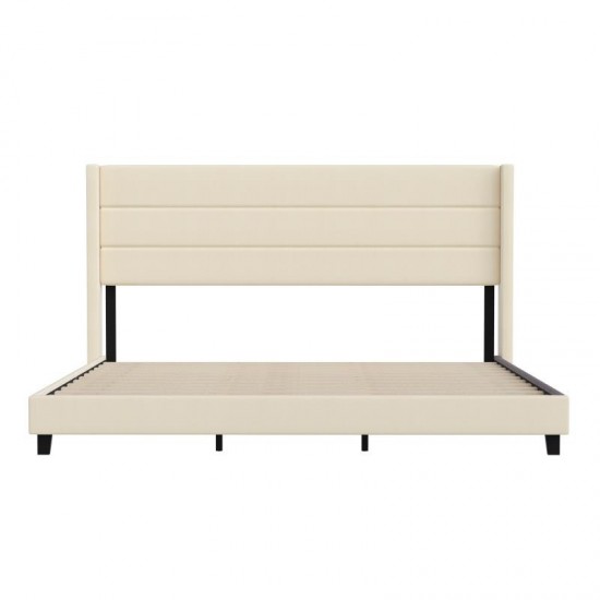 Beige King Platform Bed