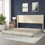 Beige King Platform Bed