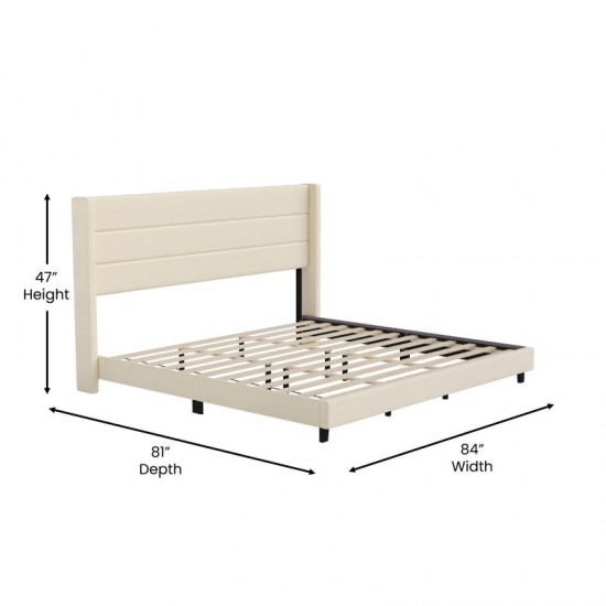 Beige King Platform Bed