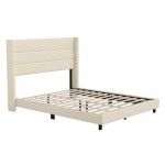 Beige Queen Platform Bed