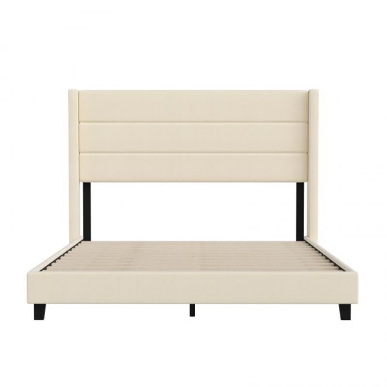 Beige Queen Platform Bed