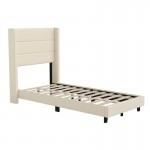 Beige Twin Platform Bed