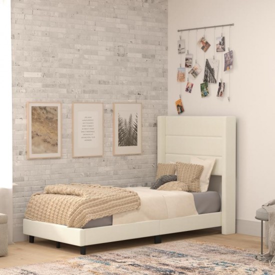 Beige Twin Platform Bed