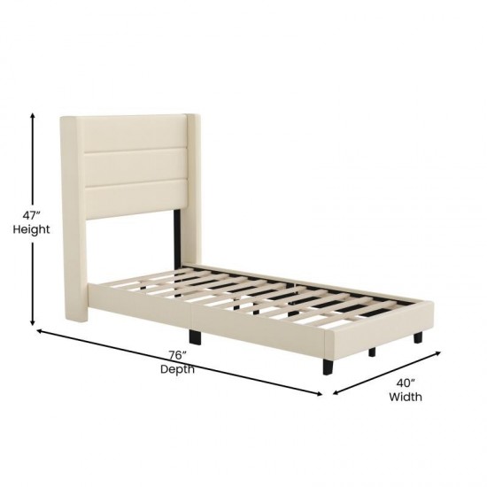 Beige Twin Platform Bed