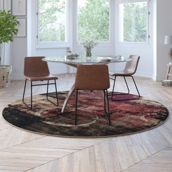 8x8 Round Abstract Area Rug