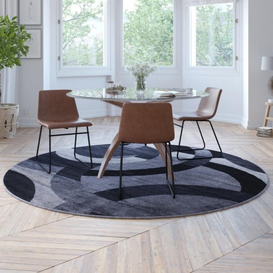 5x5 RD Black/Gray Area Rug