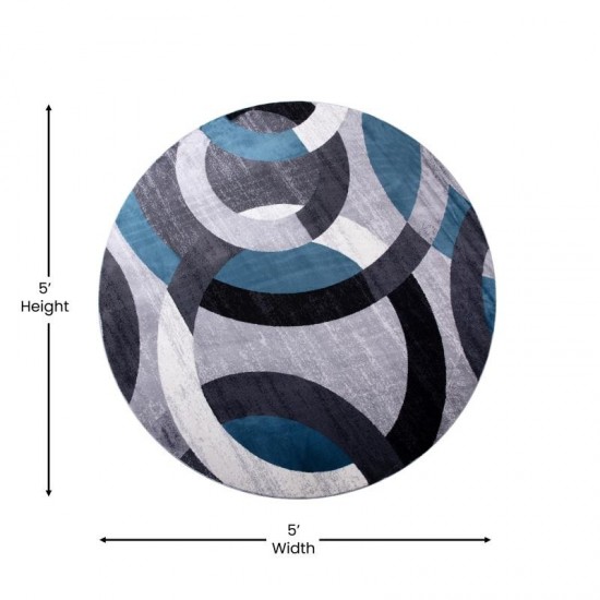 5x5 RD Blue/Gray Area Rug
