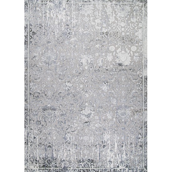 Couristan Brocatelle Brocade Damask Silver-Cream Rug 5'3"x7'6"