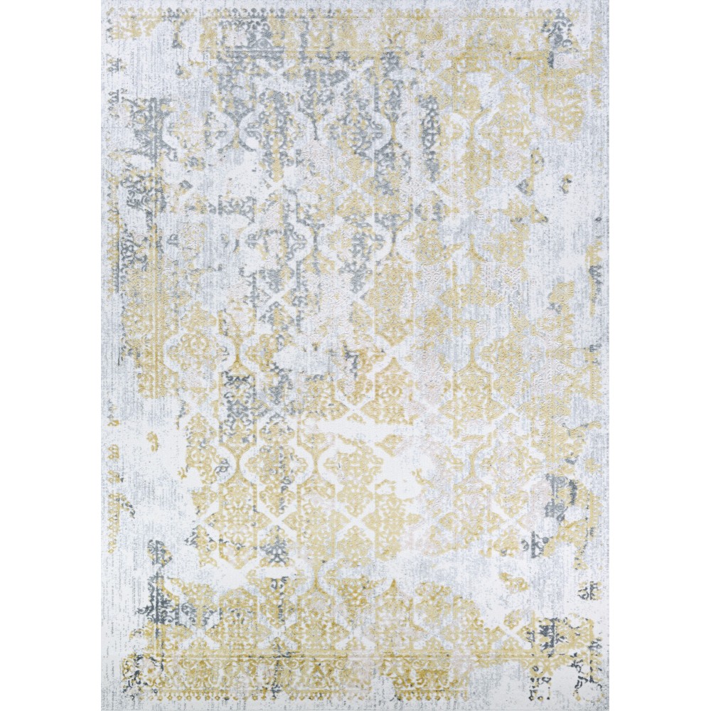 Couristan Calinda Grand Damask Gold-Silver-Ivory Rug 5'3" x 7'6"