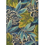 Couristan Covington Areca Palms Azure-Forest Green Rug 2' x 4'