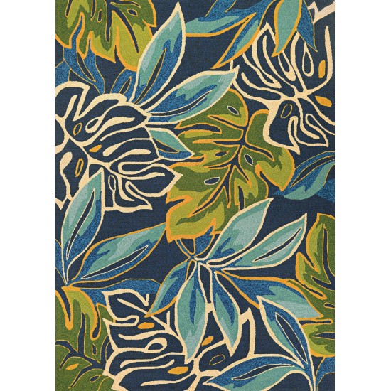 Couristan Covington Areca Palms Azure-Forest Green Rug 2' x 4'