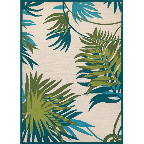 Couristan Covington Jungle Leaves Ivory-Forest Green Rug 3'6" x 5'6"