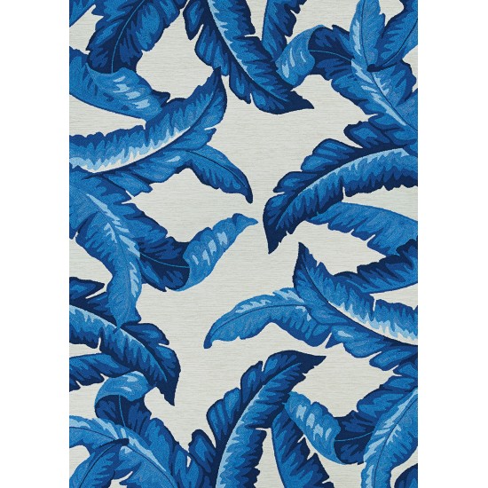 Couristan Covington Palm Leaves Blue Round Rug 7'10" x 7"10"